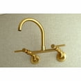 thumbnail image 2 of Kingston Brass Concord 8-Inch Adjustable Center Wall Mount Kitchen Faucet, Brushed Brass, 2 of 5
