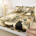 thumbnail image 4 of Feelyou Cute Toilet Ghost King Sheets, Boho Floral Black Cat Bedding, Sage Green, 4pcs, 1 Flat Sheet, 1 Fitted Sheet and 2 Pillowcases, 4 of 5