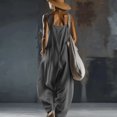 thumbnail image 4 of Chuancc Women's Casual Loose Overalls Jumpsuits One Piece Sleeveless Wide Leg Long Pant Rompers With Pockets Dark Gray XL, 4 of 6