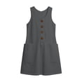 thumbnail image 5 of QUNYINEY Sleeveless Women's Sundresses Cotton Linen Summer Midi Solid Tank Dress Loose Fit Casual Crew Neck Button with Pockets Dresses, 5 of 8