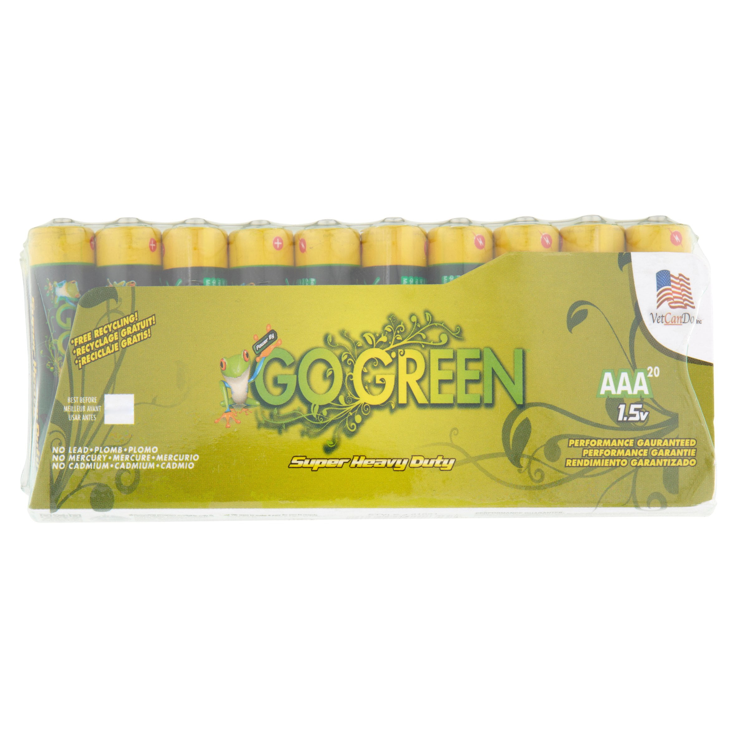 Go Green Heavy Duty AAA Batteries, 20 Count