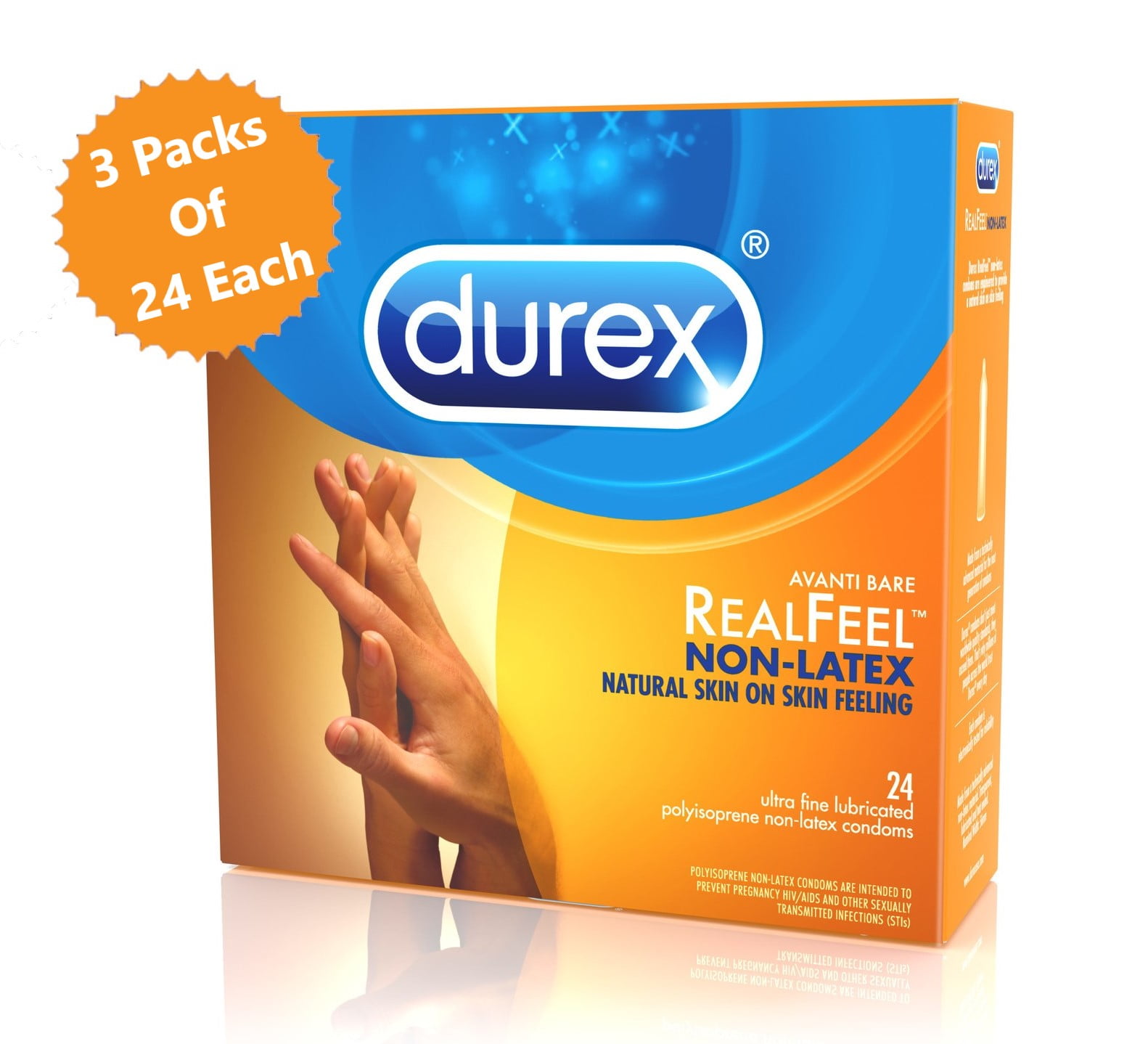 3PACK Durex Avanti Bare Real Feel Lubricated Non Latex Condoms