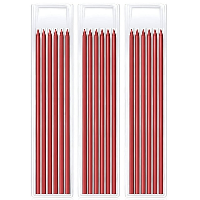 Solid Carpenter Pencil Set Woodworking Tools Mechanical Built-in Sharpener For Scriber Wood Floor Metal Marking Drawing Tool 18pcs-red refill