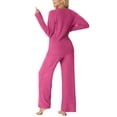 thumbnail image 5 of MINTREUS Women's Pajama Set Long Sleeve Lounge Set Ribbed knit Sleepwear Two Piece Pjs Set with Pocket, 5 of 8