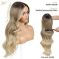 thumbnail image 2 of Ombre Blonde Wear and Go Glueless Wig with Bangs Pre Plucked Body Wave Synthetic Lace Front Wigs for Women 13x5x1 Pre Cut Lace Dirty Blonde Wig Middle Part 26 Inch, 2 of 7