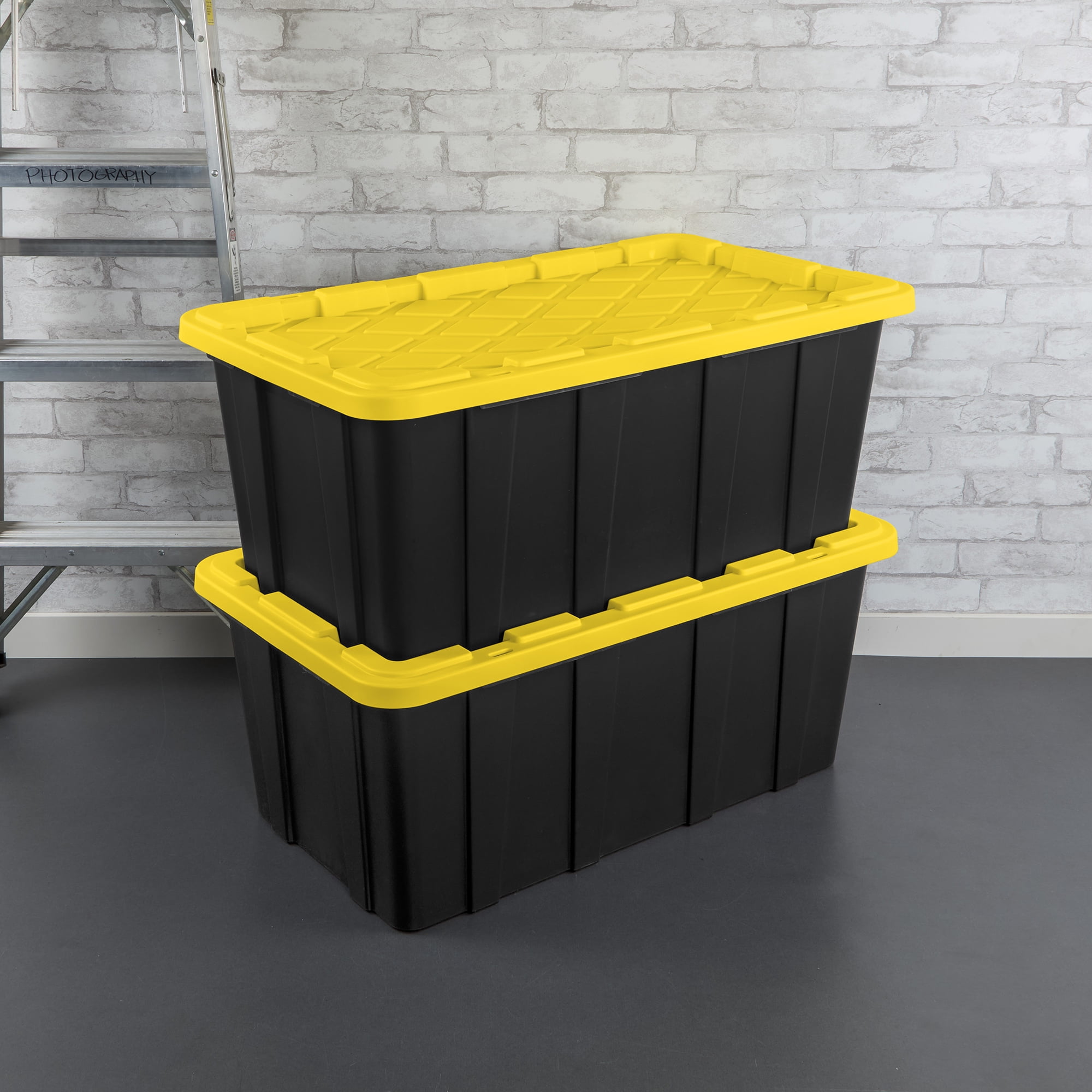 Sterilite 38 Gal Industrial Stackable Storage Tote Lidded Container 4 Pack Walmart Business Supplies