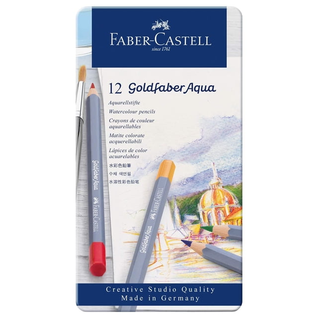 Lápices Acuarelables Faber-Castell Goldfaber con 12 Colores para Arte