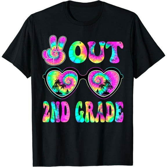 Peace Out 2nd Second Grade Happy Last Day Of School Tie Dye T-Shirt