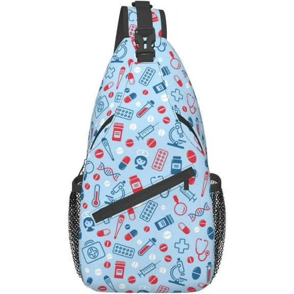Nurse Medical Print Sling Bag Crossbody Hiking Travel Chest Bags Backpack Shoulder Daypack for Women Men