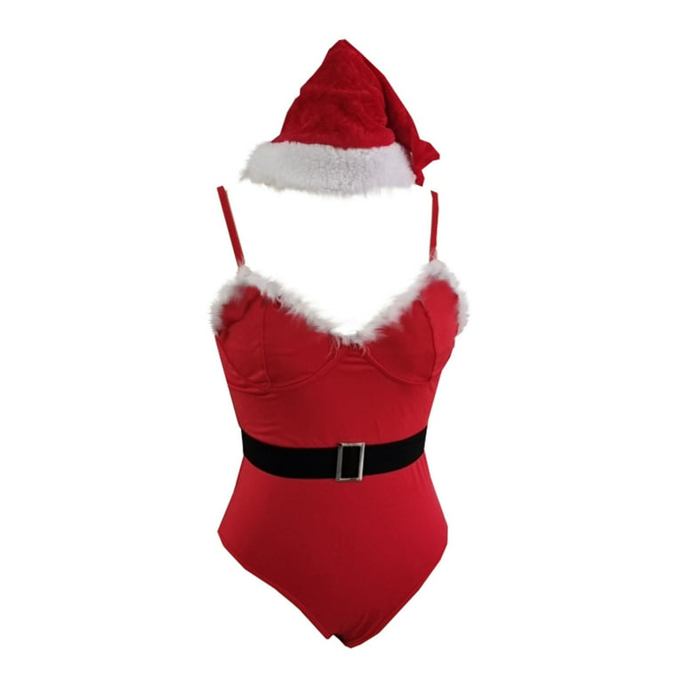 Aoochasliy Deals Christmas Lingerie for Women One-piece Santa Sleepwear  Nighties Red One-piece Bodysuit Sexy Lingerie