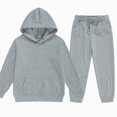 thumbnail image 2 of HCNTES Baby Boy Winter Clothes Toddler Boys Clothes Fall Winter Outfit Sets, Baby Boy 2T -13T 2Pcs Set Solid Warm Thick Long Sleeve Hooded Hoodie Sweatshirt Sweater Pants Set Outfits, 2 of 4