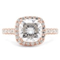 thumbnail image 2 of 1.90 ct. t.w Center 7.5MM Cushion Cut Lab Created Moissanite Diamond Solitaire Halo Engagement Ring In 14k Rose Gold Over Sterling Silver (VVS1 Clarity) Ring Size-4.5, 2 of 5