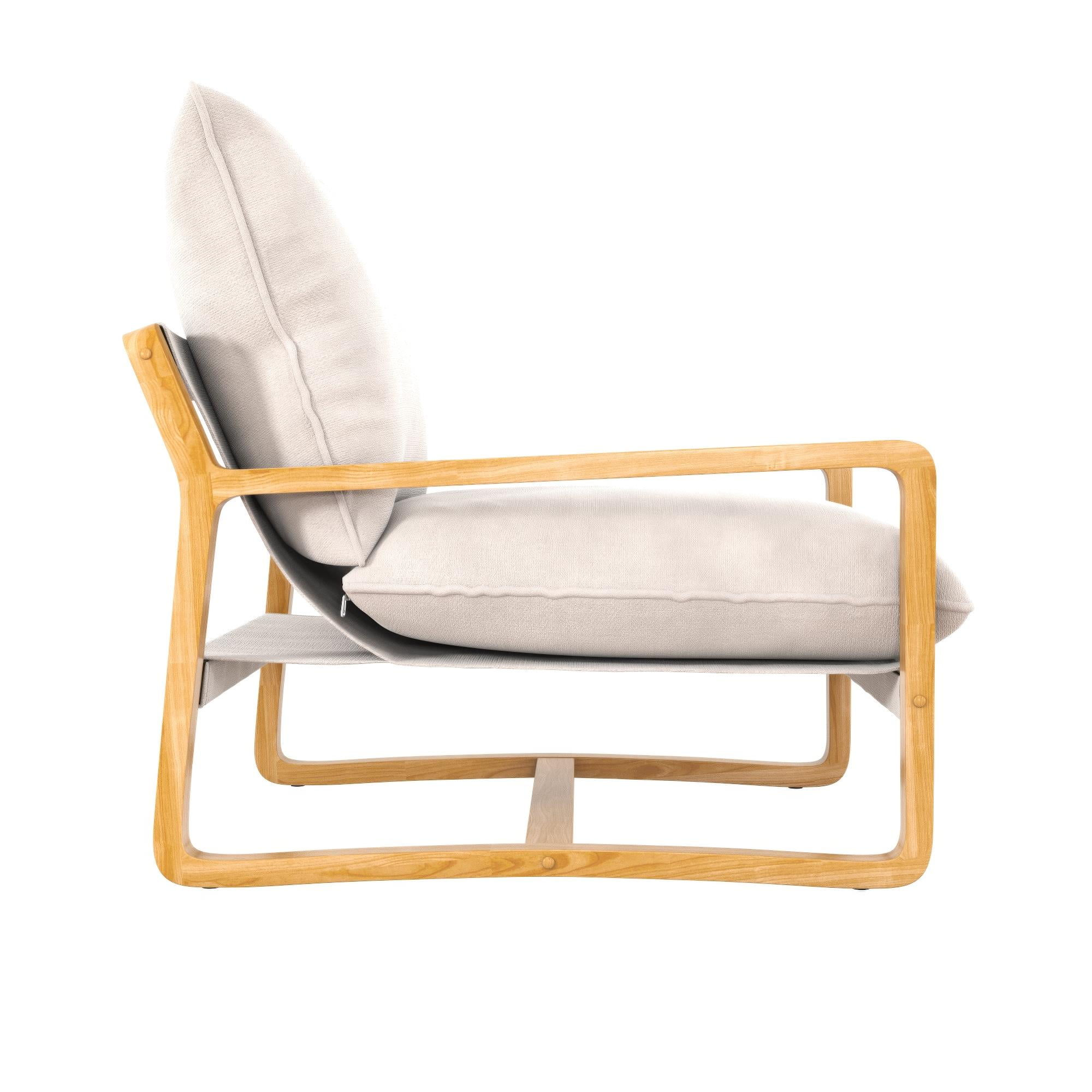 Better Homes & Gardens Wooden Ezra Sling Accent Chair, Cream Linen