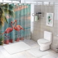 thumbnail image 7 of Orinice Tropical Beach Shower Curtain Fabric Blue Ocean Pink Flamingo Couple Green Palm Leaves Summer Nautical Decor Bathroom Bath Curtains with Hooks 60x72, 7 of 7