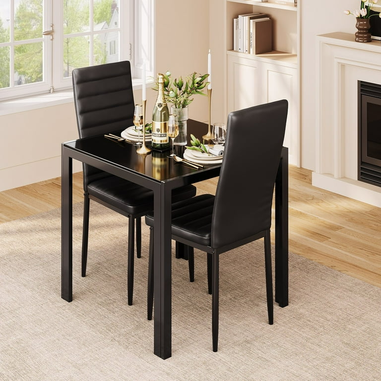 Black small dining table set discount