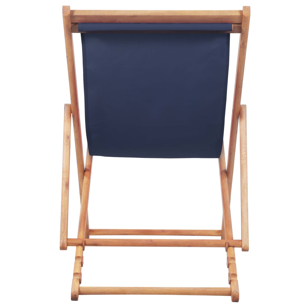Veryke Folding Wooden Reclining Beach Chair for Outdoor Lounge, Porch, Pool - Fabric in Blue - image 5 of 9