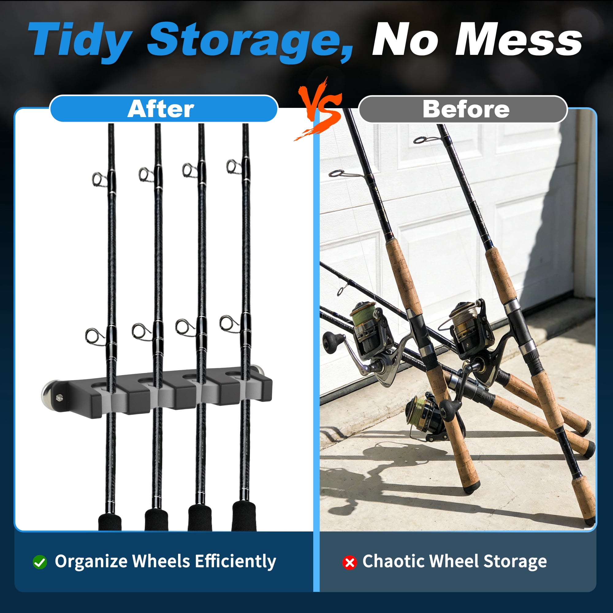 Unique Bargains Magnetic Fishing Rod Holder for Car Black + Grey 4 Rods 2 Pcs