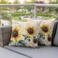 thumbnail image 4 of Vintage Yellow Sunflower Pillow Covers 2 Pack American Pastoral Style Pillowcase Waterproof Outdoor Throw Pillow Cover for Patio Garden Square Cushion 24”x24”, 4 of 9