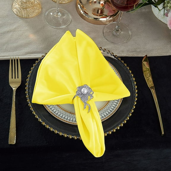 Wedding Linens Inc. (10pcs) Scuba Wrinkle Free 20" x 20" Napkins - Canary yellow