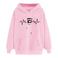 thumbnail image 5 of Half Zip Pullover Women Fall Winter Comfy Hooded Long Sleeve Bell Drop Shoulder Drawstring Graphiprint Leisure Cotton Hoodie Hoodies(Pink,XL), 5 of 5