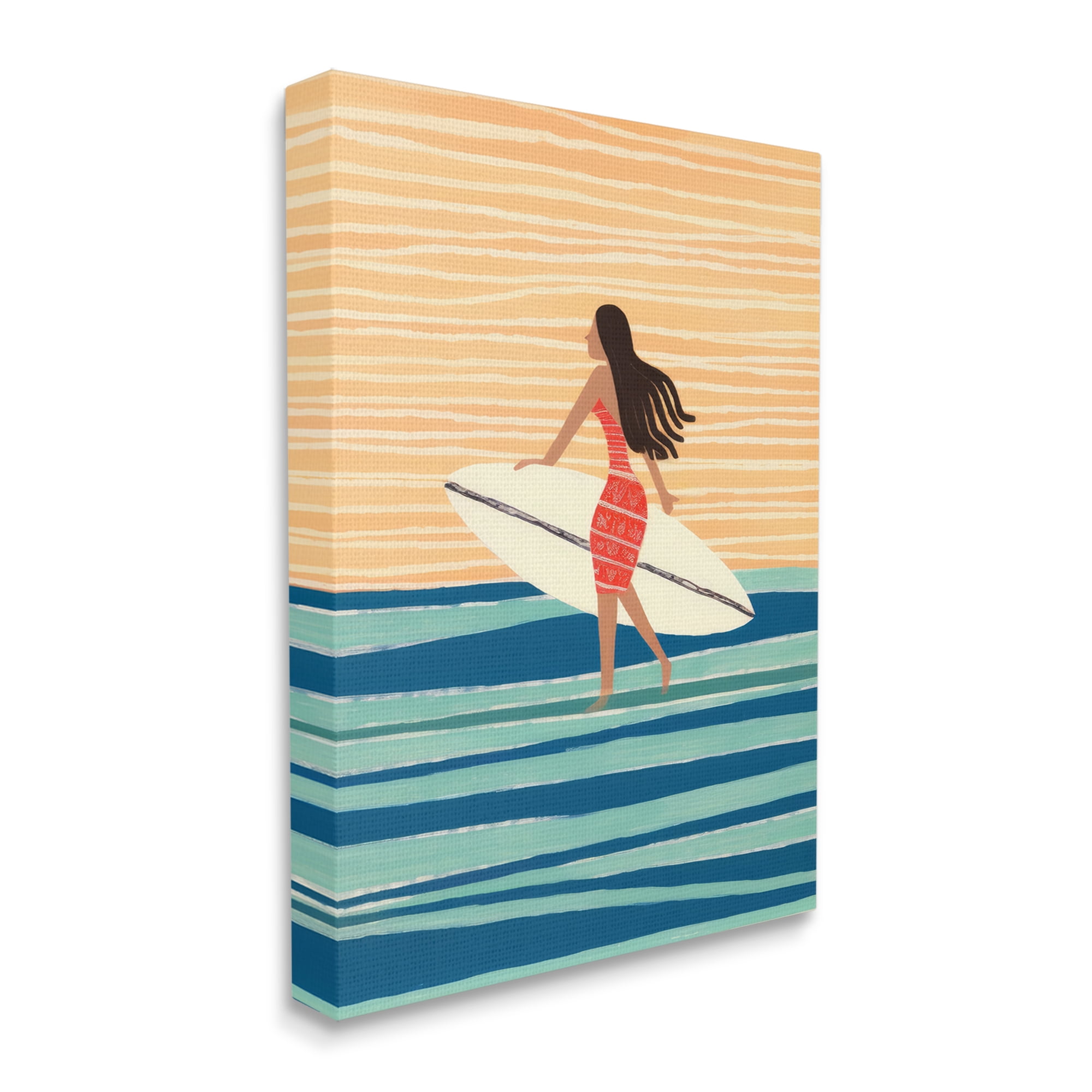 Stupell Industries Abstract Surfer Girl Abstract Painting Gallery Wrapped Canvas Art Print Wall Art, 36 x 48