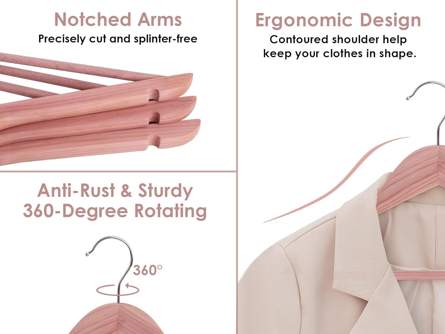Cedar Wood Clothes Hanger 20 Pack, Wooden Coat Hangers for Shirts, Jackets, Pants, Suits, Sweaters