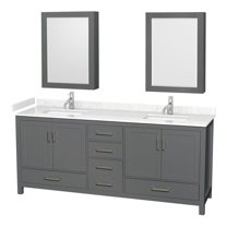 Wyndham Collection Sheffield 80" Wood Double Bathroom Vanity in Chrome/Dark Gray