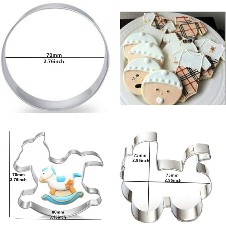 Baby Shower Cookie Cutters 5-Pc. Set Made in the USA by Ann Clark, Onesie,  Bib, Rattle, Baby Bottle, Baby Carriage