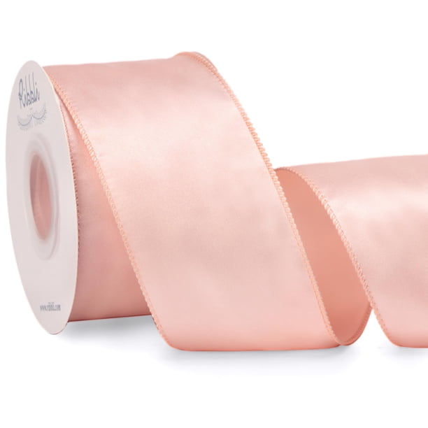 Cinta decorativa Ribli satinada con alambre de 6,3 cm x 18,3 m, color rosa