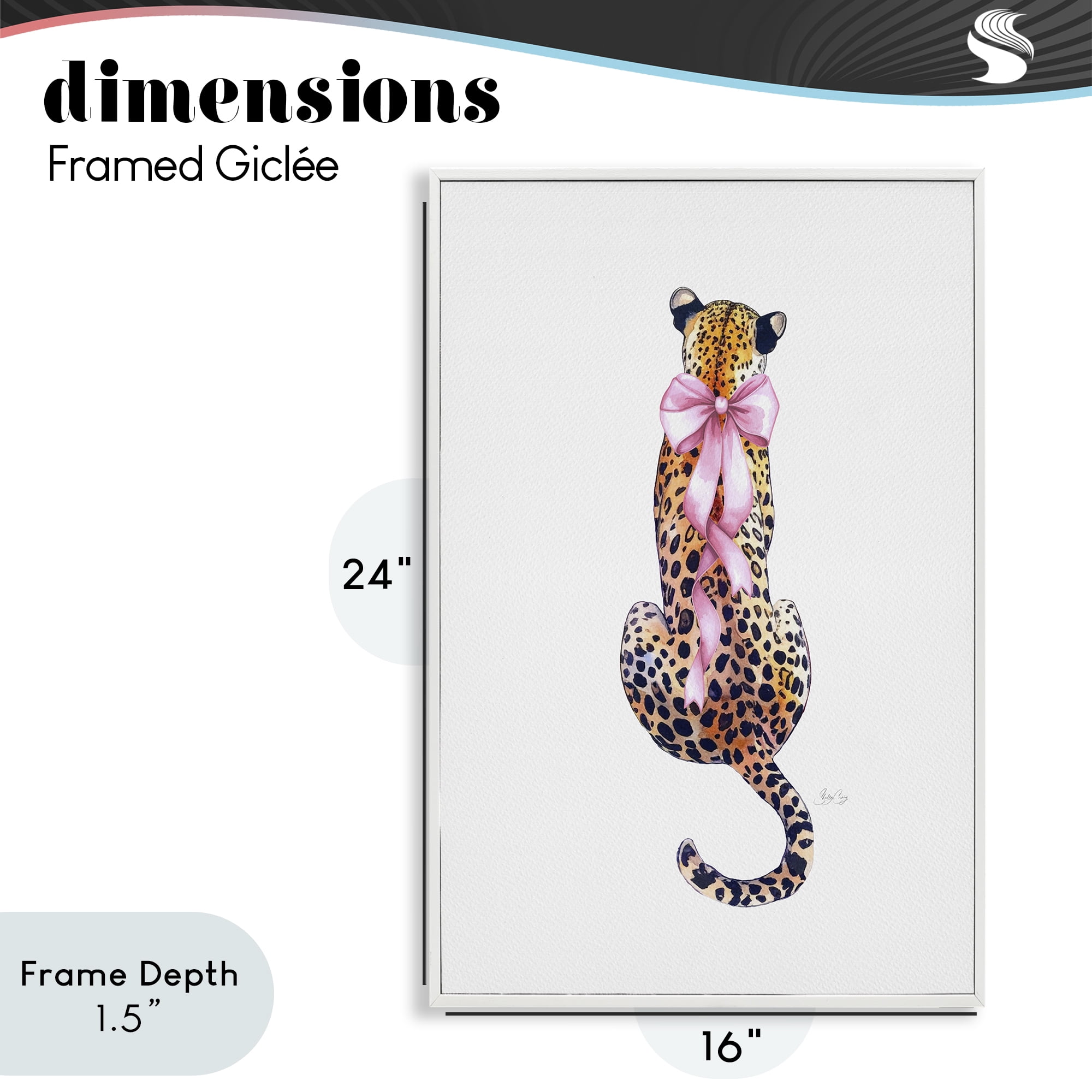 Stupell Industries Poised In Pink Cheetah White Framed Giclee Art, design by Shelly Craig