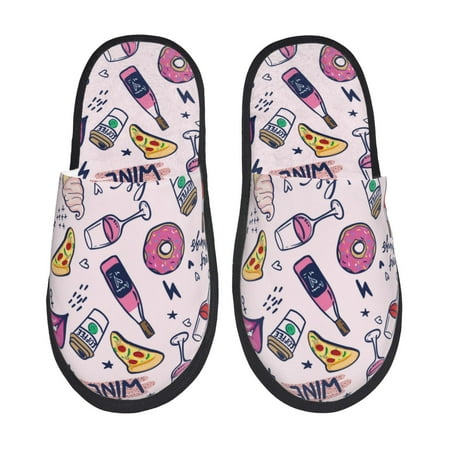 Balery Wine Slient Indoor Furry Fleece Comfort House Shoes Soft Non-Slip Home Shoes Cotton slippers House Slippers-- Medium