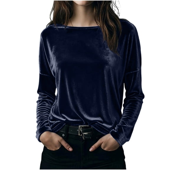 Long Sleeve Shirts for Women Spring Summer Clothes Scoop Neck Casual Tops Loose Fit Tees Fashion Outfits 2026