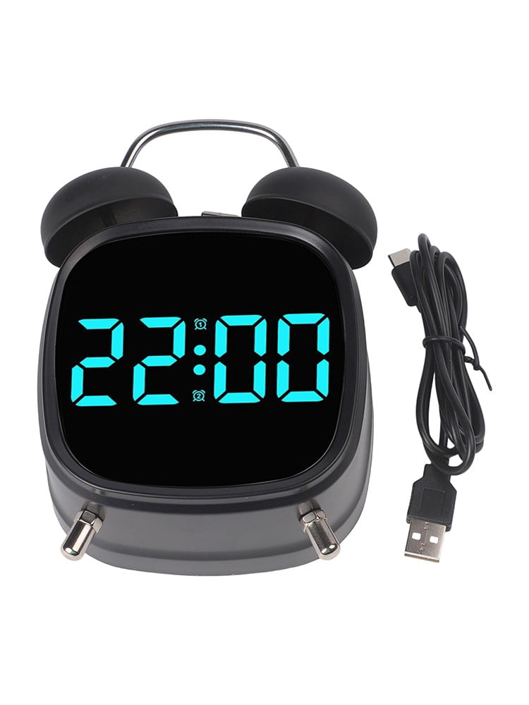 Digital Alarm Clock With Classic Twin Bell Design Led Display And Flexible Power Options For Home And Workplace