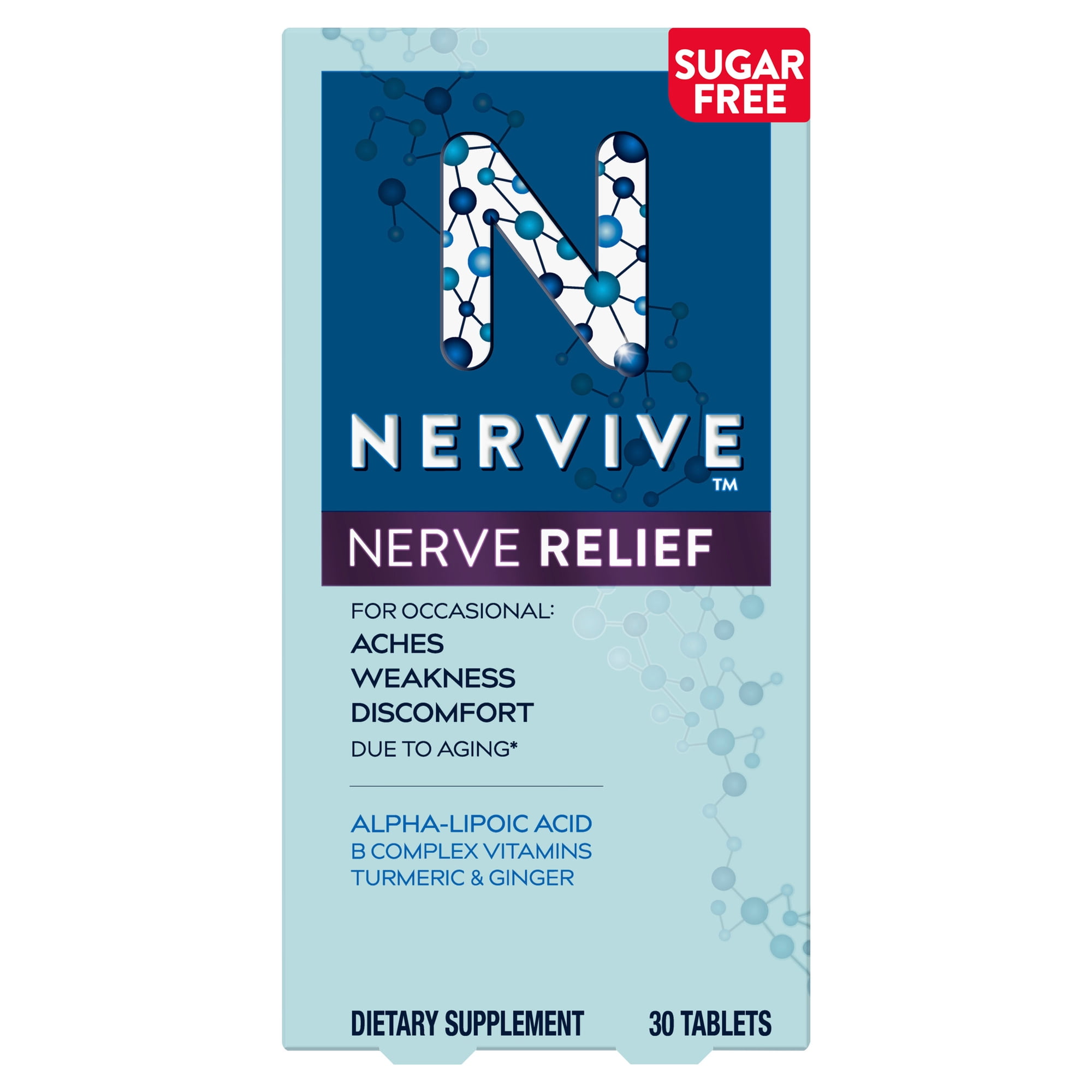 Nervive Nerve Relief with Alpha Lipoic Acid for Pain Support and Nerve Health, 30 Tablets