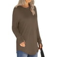 thumbnail image 4 of MOSHU Sweatshirts for Women Thumb Hole Long Sleeve Shirts Curved Hem Crewneck Sweatshirts Casual Fall Womens Tunic Tops, 4 of 10