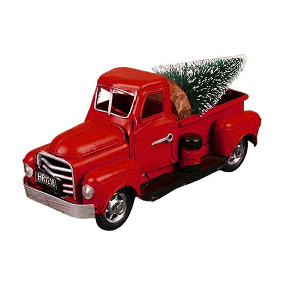 Koszal Camion Miniature Vintage Chic Métal Décor de Camion Rouge de Noël pour la Maison