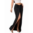 thumbnail image 1 of Jupe Longue Asymétrique Fendue Taille Haute à devant Torsadé pour Femmes, Noire, pour Sortir, 1 of 9