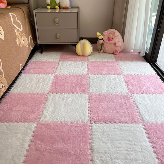 Alfombra LOWEMN 12 Piezas de Espuma Plush Encastrable 30x30 cm