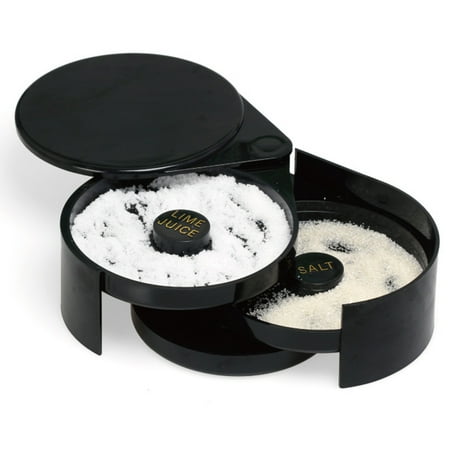 

JTWEEN 3 Tier Bar Glass Rimmer Bartender Tool with Sponge Black Plastic Sugar Salt Glass Rimming with 3 Swing Out Trays for Margarita and Cocktail