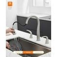 thumbnail image 6 of 3 Hole Kitchen Faucet with Pull Down Sprayer, Brushed Nickel, Double Handle High Arc Faucet for Kitchen Sink with 3 Mode , Stainless , T-3005BN, 6 of 8