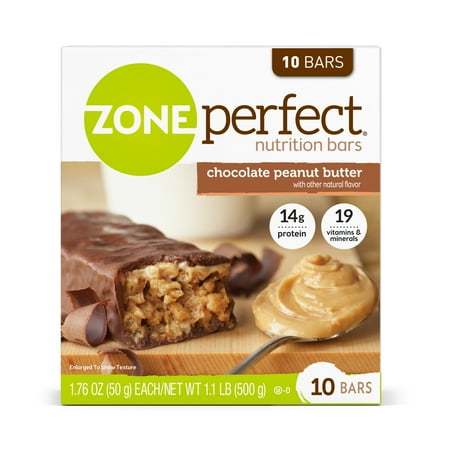 ZonePerfect Nutrition Bar, Chocolate Peanut Butter, 14g Protein, 10 Ct