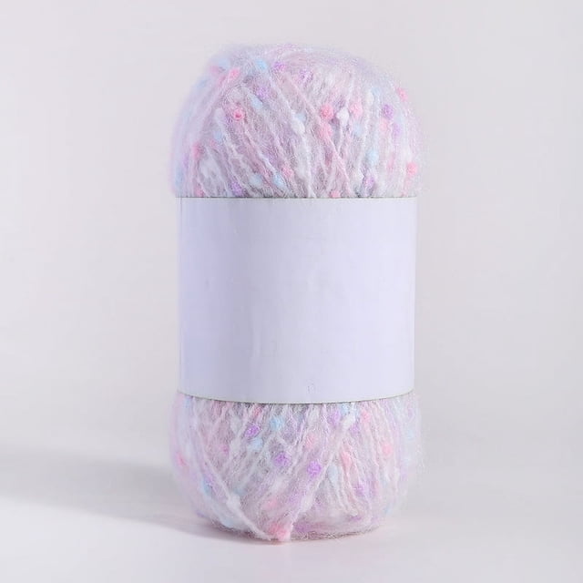 Gorro de lana polar de mohair con puntos de colores, hilo tejido a mano, bufanda, sombrero, bolso, material para muñecas listo para usar, hilo