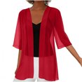 thumbnail image 5 of Noric Women's Open Front Mid Length Sheer Cover Up 3/4 Sleeve Lightweight Layering Loose Casual Summer Beach Daily Vacation Outerwear, 5 of 8