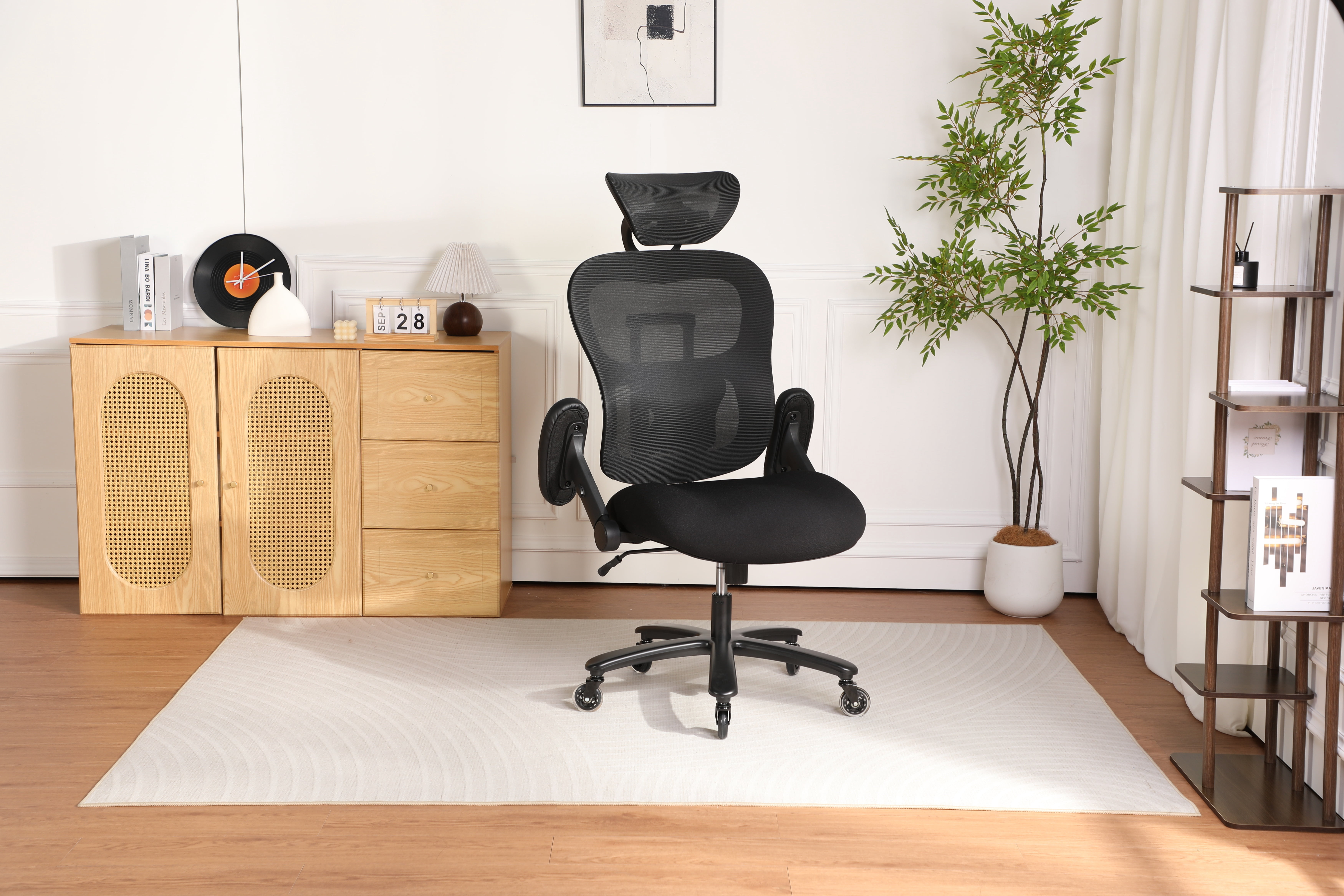 500LBS Big and Tall Office Chair Mesh Breathable, Gaming Chair with Adjustable Backrest Height & Headrest Angle & Adaptive Lumbar Lupport, Executive Computer Desk Chair with 2D Flip-Up Arms, Black