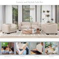 thumbnail image 6 of Miekor Furniture Modern 3-Piece Sofa Sets with Rubber Wood Legs,Velvet Upholstered Couches Sets Including Three Seat Sofa, Loveseat and Single Chair for Living Room Furniture Set,Beige 66617, 6 of 12