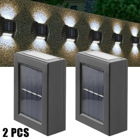 

LED Solar Powered Garden Fence Lights Wall Light Patio Outdoor Security Lamps