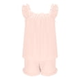 thumbnail image 6 of Helii Women's 2 Piece Pajama Set Cute Ruffle Trim Sleeveless Tank Top and Shorts Soft Lightweight Breathable Sleepwear Loungewear Shorts Set for Summer Sleeping Casual Lounge Solid Color, 6 of 8