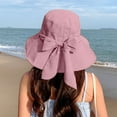 thumbnail image 4 of Riforla Hat Lady Sun Sun Visor Lady Wide Brim Hat Hat Spring and Summer Sun Chin Strap Bow Small Face Effect Sun Travel Outd Beach Hats for Women Red, 4 of 4