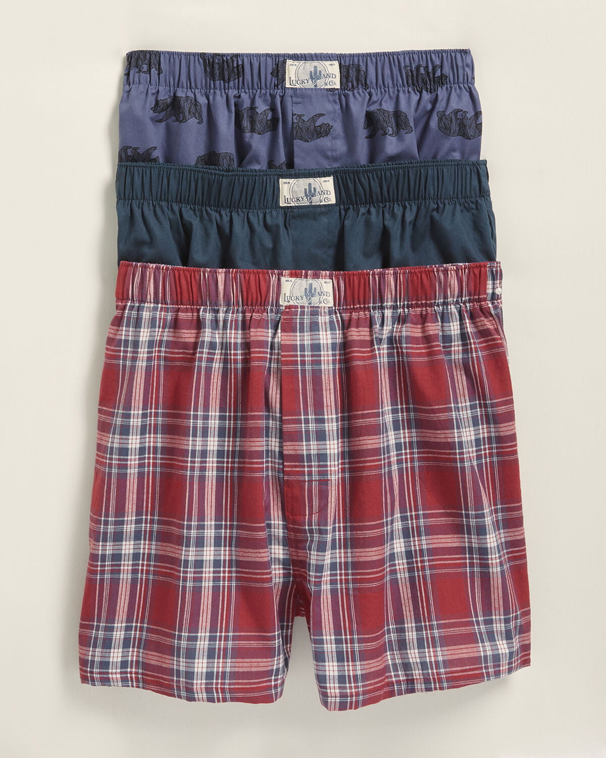 Lucky Brand - LUCKY BRAND MEN - 3 PACK WOVEN BOXER - 193 P28 RED PLAID ...