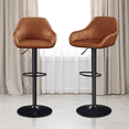 thumbnail image 3 of Alden Design Vintage Adjustable Faux Leather Bar Stools with Backrest, Set of 2, Retro Brown, 3 of 9